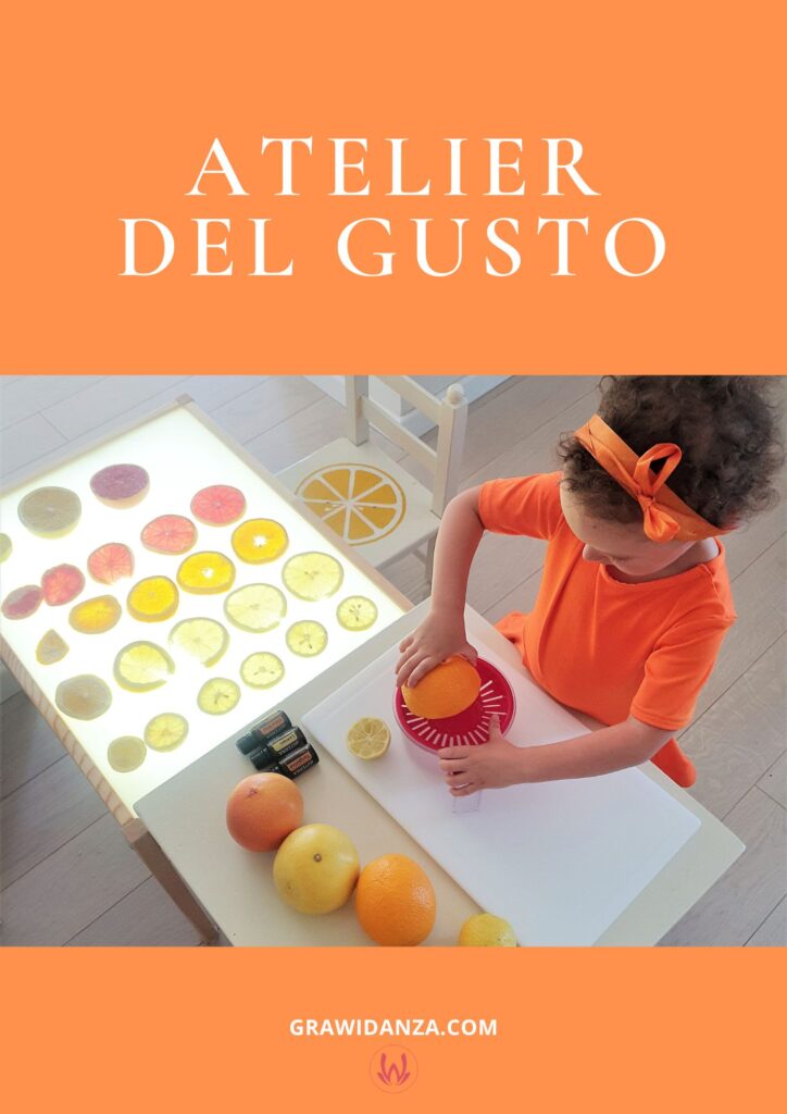 Copertina della guida in PDF Atelier del Gusto per laboratori creativi per bambini a casa