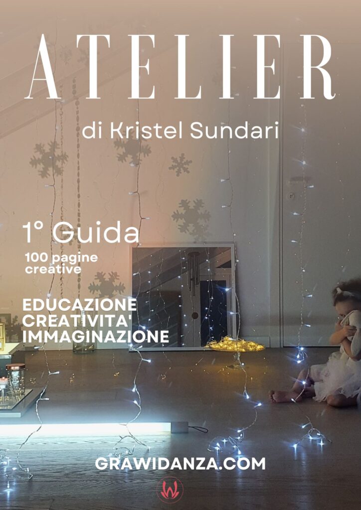 Copertina della Guida 1 degli Atelier di Kristel Sundari con laboratori di luce, musica e creta